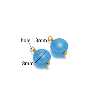 Handmade Stainless Steel 18K Gold Plated 8mm Natural Stone Charm Pendant for Jewelry Necklace Making Wholesale