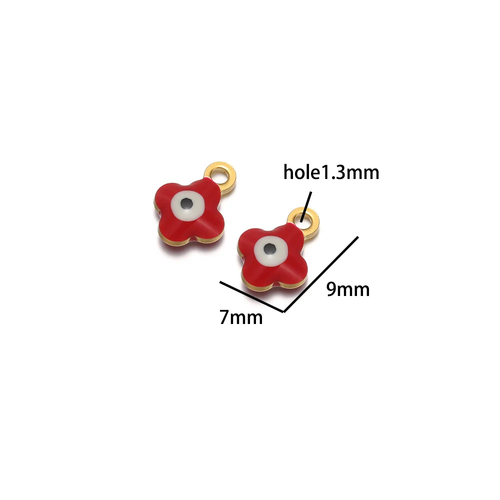 20pcs/bag 18k Gold Plated Stainless Steel Enamel Flower Eye Charm Pendant for Handmade Necklace Jewelry Making