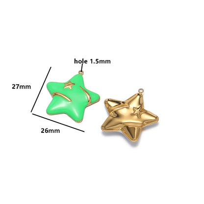 5pcs/bag Stainless Steel 18k Gold Plated Colorful Enamel Five-pointed Star Charm Pendant for DIY Jewelry Necklace Earring Making