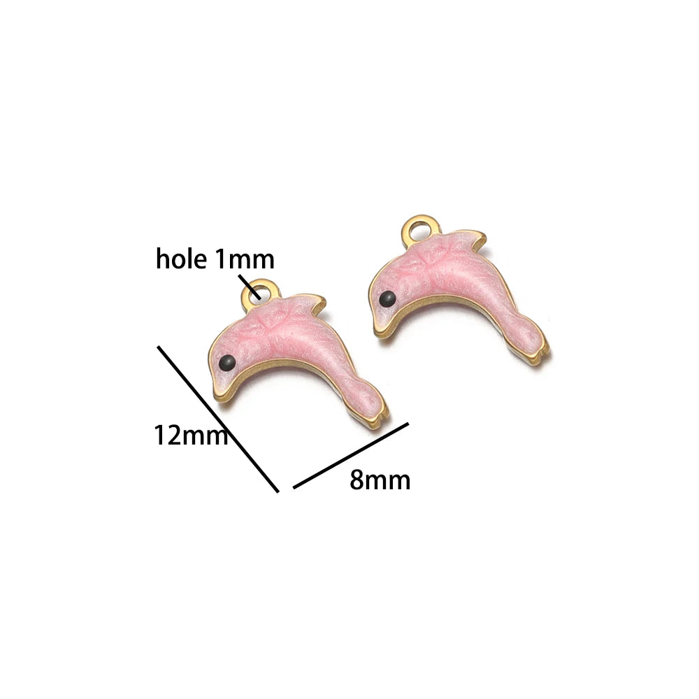 New Arrival 18k Gold Plated Stainless Steel Cartoon Dolphin Shaped Charm Pendant for Necklace Jewelry Making