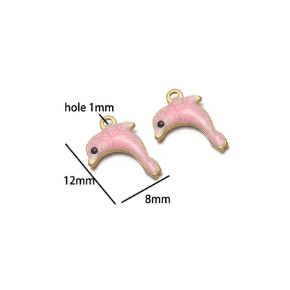 New Arrival 18k Gold Plated Stainless Steel Cartoon Dolphin Shaped Charm Pendant for Necklace Jewelry Making