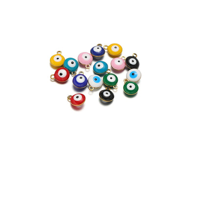 20pcs/bag Hot Sale Stainless Steel 18K Gold Plated Enamel Round Eyes Charm Pendant for DIY Jewelry Necklace Making