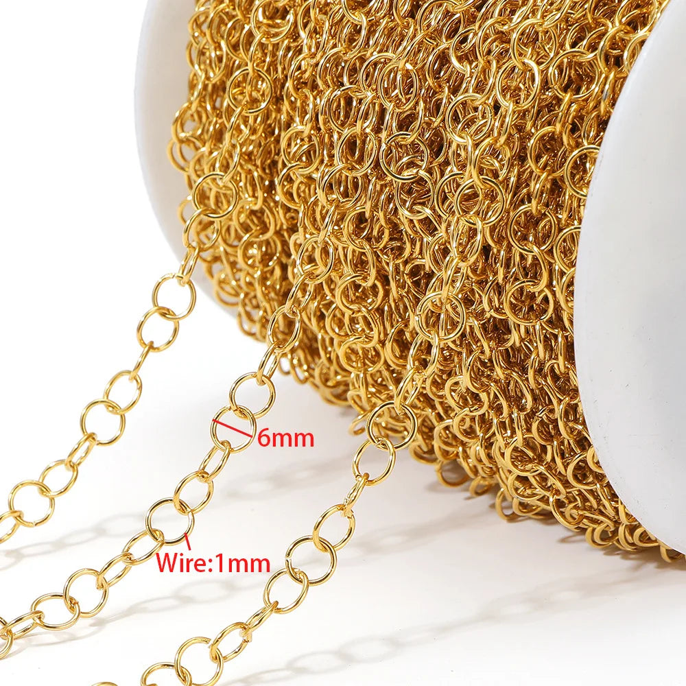 E612  Fashion Stainless Steel Roller Chain Cross Chain Extended O Chain for Jewelry Making