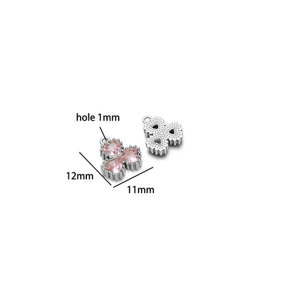 18k Gold Plated Stainless Steel Four Leaf Clover Triangular Droplet Oval Heart Zircon Charm Pendant for DIY Jewelry Making