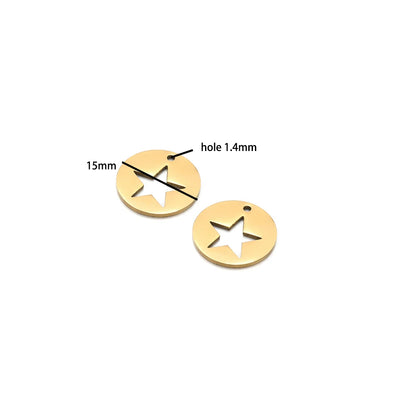 DIY Pendants Stainless Steel 18k Gold Plated Hollow Cactus Butterfly Star Sun Eyes Charm Pendants for Jewelry Necklace Making