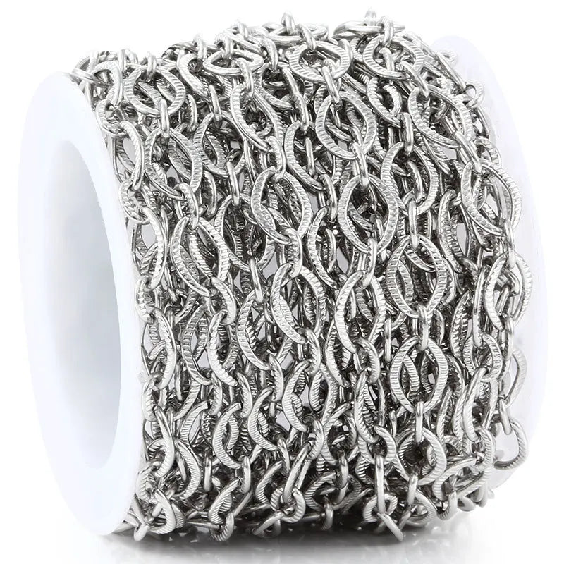 B2112 Embossing Circle Chain Ins Silver Plating Chain High Quality Stainless Steel Jewelry