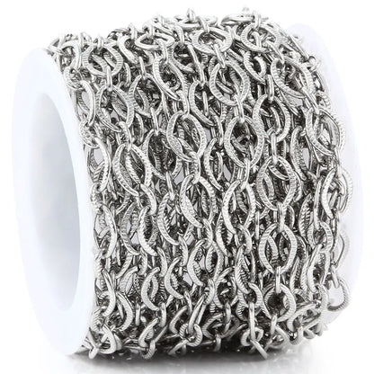 B2112 Embossing Circle Chain Ins Silver Plating Chain High Quality Stainless Steel Jewelry