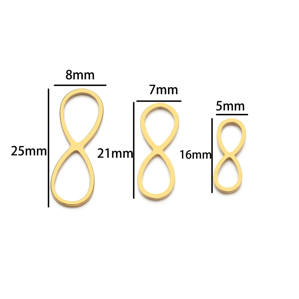 DIY Jewelry Accessories Stainless Steel 18k Gold Plated  8-shaped Infinity Charm Pendant for Jewelry Making