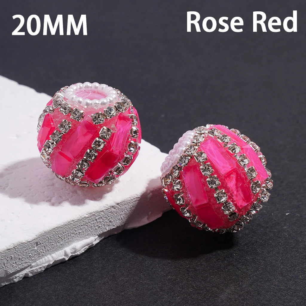 Fluorescent Spiral Rectangular Beads Inlaid Rhinestone and Pearl Chains Loose Craft Beads Wholesale