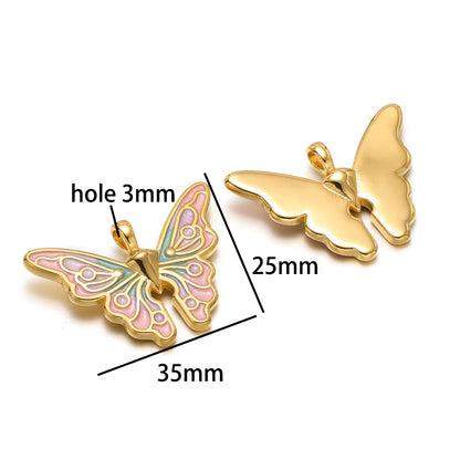 New Style 18k Gold Plated Stainless Steel Cross Star Butterfly Eye Enamel Zircon Charm Pendant for Jewelry Making Accessories