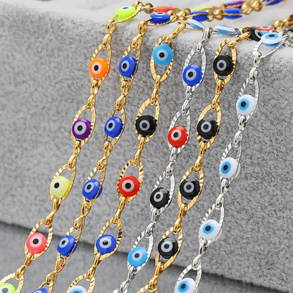 B3272 6mm Gold Filled Chain Ins Stainless Steel Chain Eye Enamel Charms Chain for Making