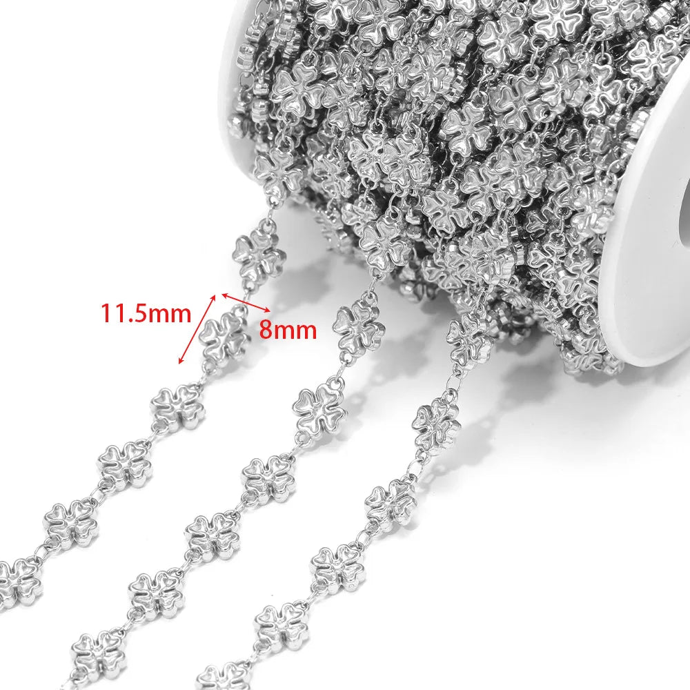 D866 New Gold Plated Stainless Steel Chain Flower Clover Leaf Shape Waterproof Chain for Necklace Bracelet Diy