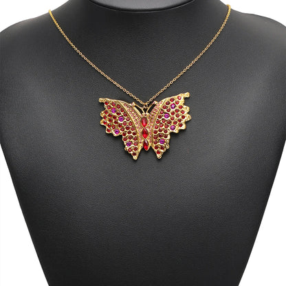 Stainless Steel 18k Gold Plated Butterfly Zircon Charms Pendant for Handmade Jewelry Necklace Making Accessories