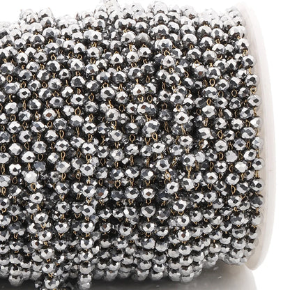 E234 3.5mm Width Gold Plated Chain Waterproof Stainless Steel Beaded Chains for Jewelry Custom Diy
