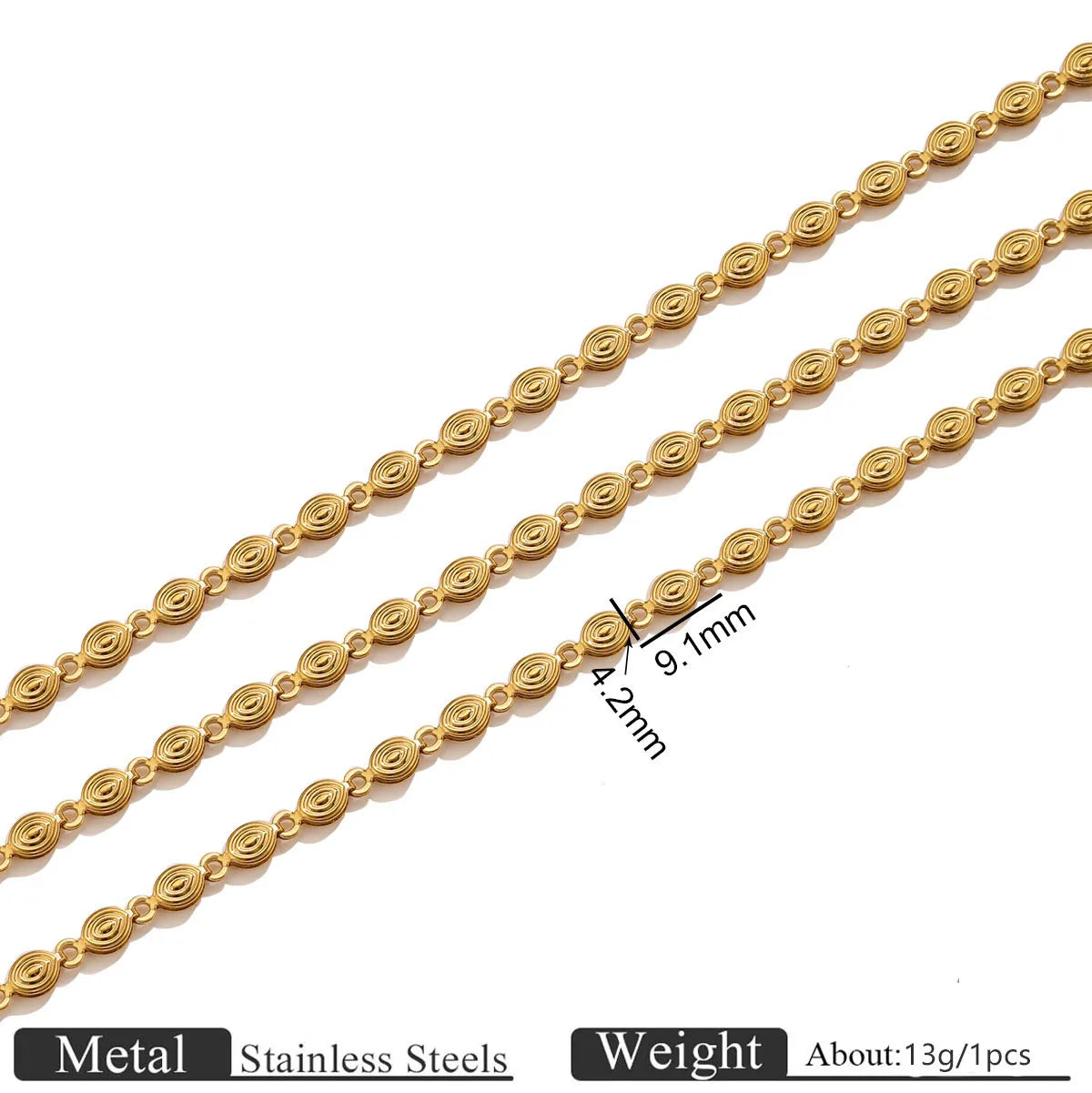 D672 High Quality Nail Shape Stainless Steel Chain Waterproof Bulk Roll Necklace Bracelet Chain Diy Jewelry