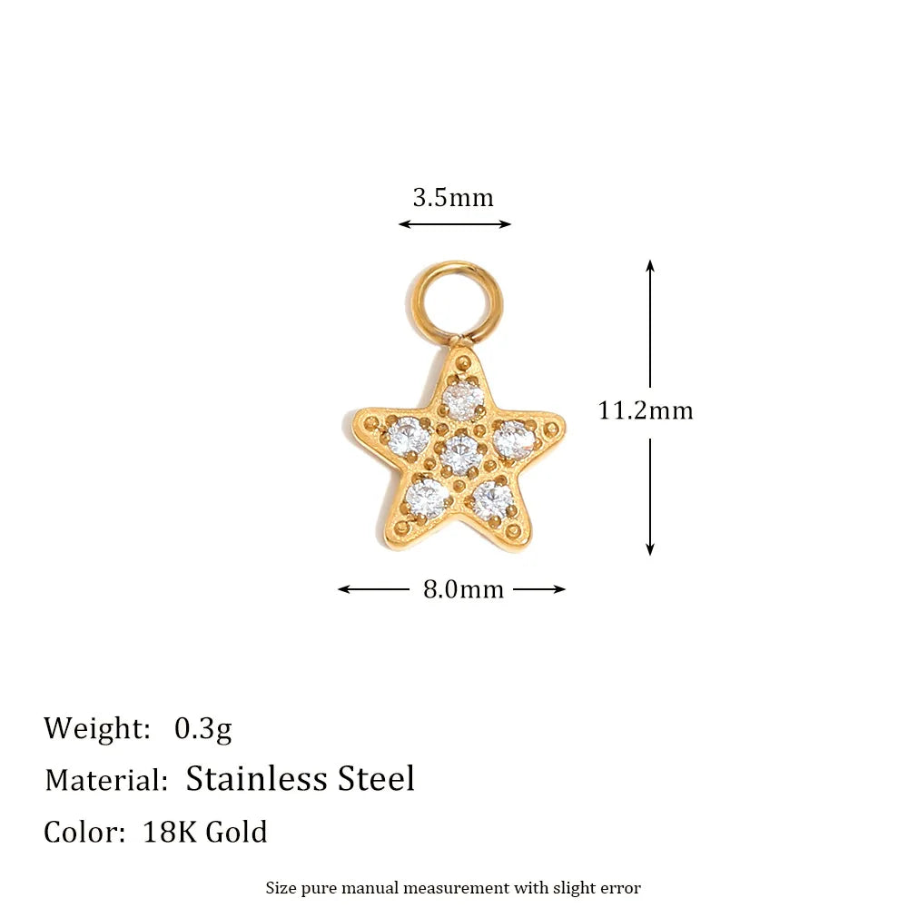 Fashion Stainless Steel 18k Gold Plated Heart Lock Flower Charms Pendant for DIY Jewelry Necklace Making