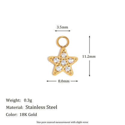 Fashion Stainless Steel 18k Gold Plated Heart Lock Flower Charms Pendant for DIY Jewelry Necklace Making