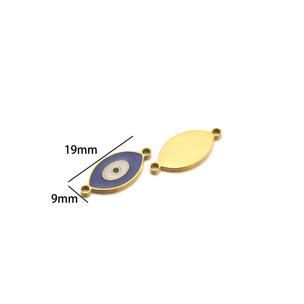 European American Style Stainless Steel Gold Plated Enamel Heart Eye Butterfly Charm Pendant for Jewelry Necklace Making