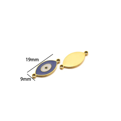 European American Style Stainless Steel Gold Plated Enamel Heart Eye Butterfly Charm Pendant for Jewelry Necklace Making