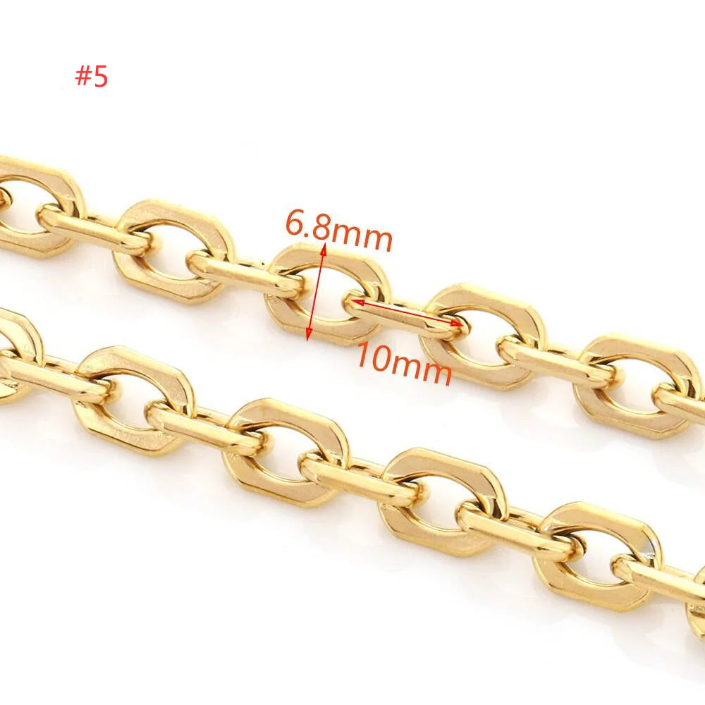 E235 Trunk Gold Silver Chain Waterproof Stainless Steel Chains Paper Clip Chains for Jewelry Custom Diy