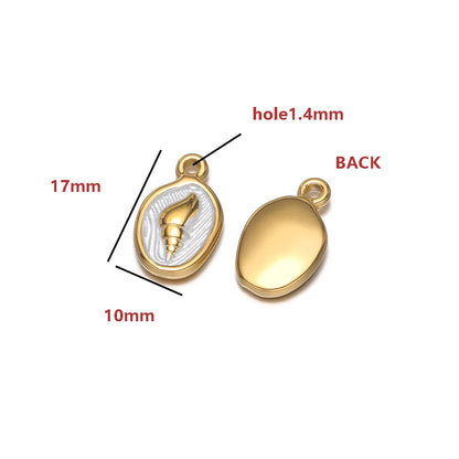 18K Gold Plated Oval-Shaped Single-Sided Drip-Style Conch Shell Pendant Multicolored Enamel Shell Charm DIY Jewelry