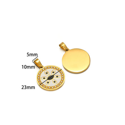 Women's Fashion Accessory Stainless Steel Gold Plated Enamel Eyes Heart Cross Charm Pendant for DIY Jewelry Making