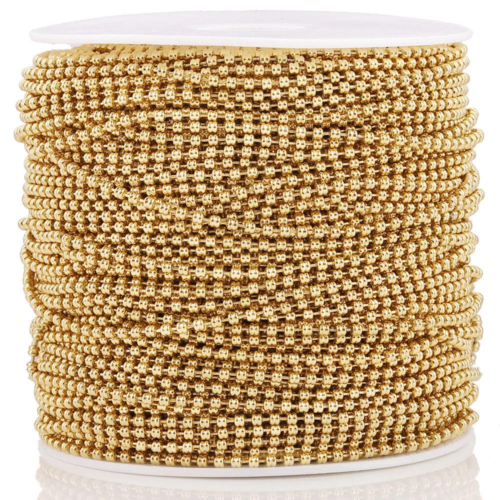 B4591 No Fade Roller Gold Plated Chain Vacuum Stainless Steel Chain Ball Beads Chain for Jewelry Diy 2.5mm