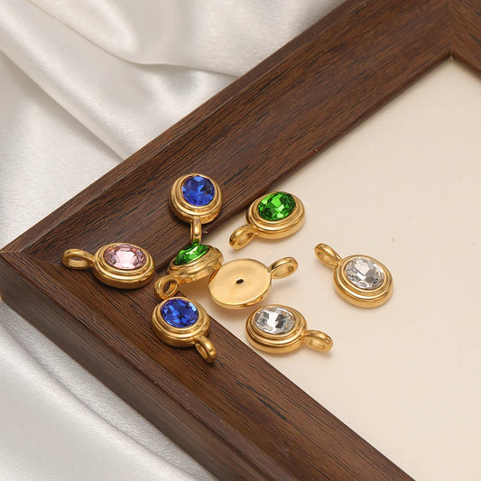 Gold Oval Charms 13.5x23mm Single Sided Gemstone Pendant 3mm Bail Bezel Setting for DIY Necklace Bracelet Making