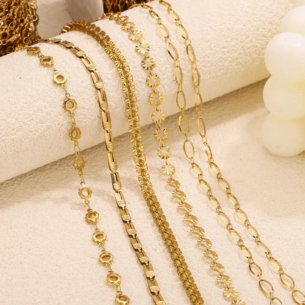 F010 Non Tarnish PVD Gold Plated New Simple Stainless Steel Chain DIY Stacked Jewelry Bracelet Necklace