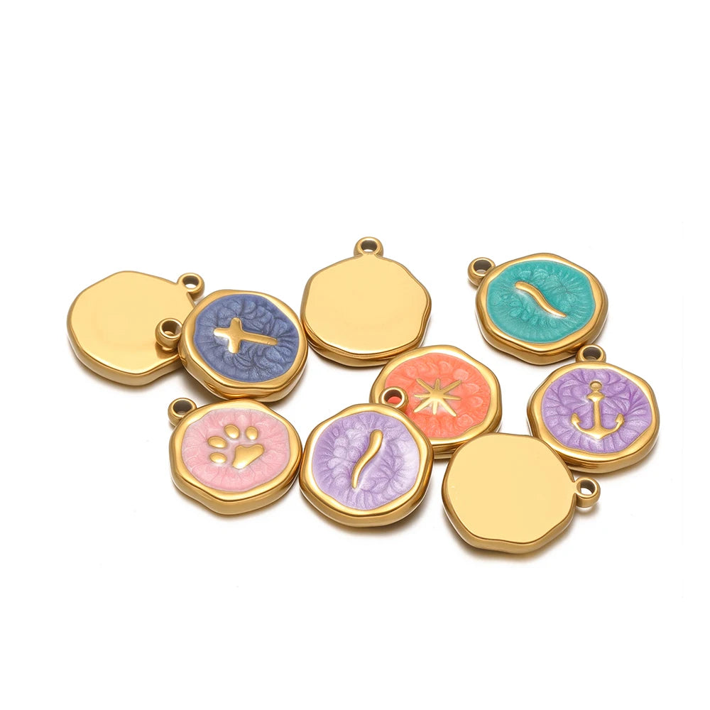 Factory DIY Charm 18k Gold Plated Stainless Steel Enamel Cross Dog Paw Pendant for Women Necklace Jewelry Making