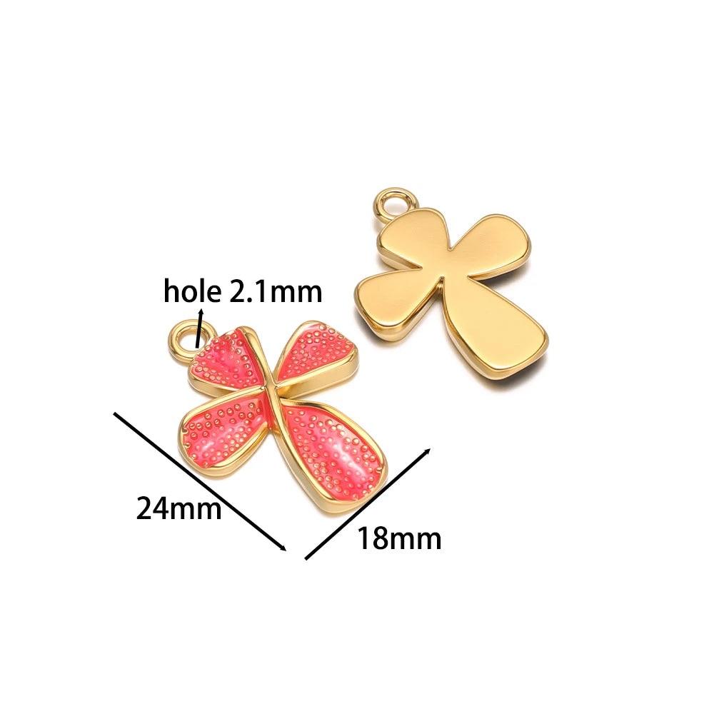 New Arrival Stainless Steel 18k Gold Plated Enamel Cross Charm Pendant for Diy Jewelry Making Wholesale Accessories