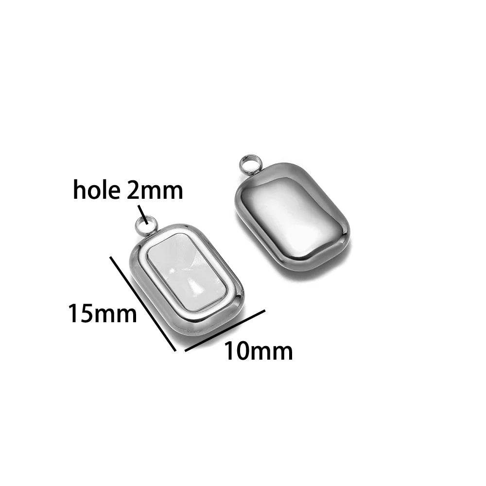 Enamel Heart Pendant 18k Gold Plated Stainless Steel square Oval Round Charm Pendant for Women Jewelry Making Accessories