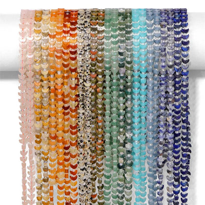 Wholesale Flat Moon Shaped Quartz Gemstone Beads, Amethyst Lapis Lauzli 4x6mm 5x8mm Stone Beads for DIY Jewelry Making, 38CM