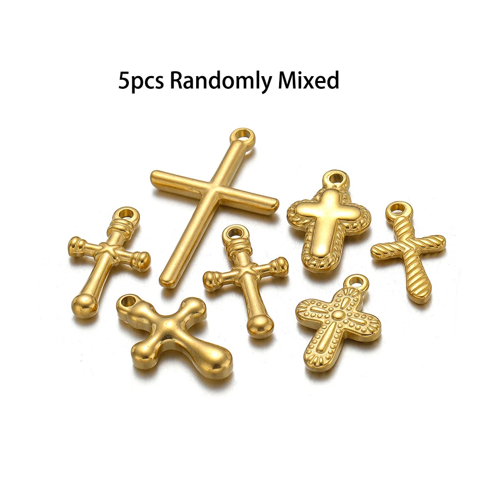 New Arrival Stainless Steel 18k PVD Gold Plated Cross Charm Pendant for Women Jewelry Necklace Making