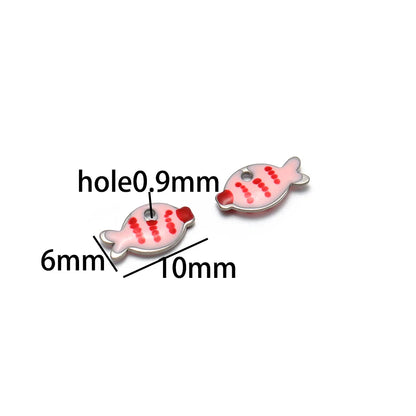 Children's 18k Gold Plated Stainless Steel Enamel Fish Charm Pendant for DIY Necklace Jewelry Making Jewelry Findings