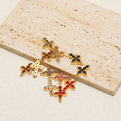 Minimalist 18k Gold Plated Stainless Steel Hollow Zircon Cross Charm Pendant for DIY Christian Religion Necklace Jewelry Making