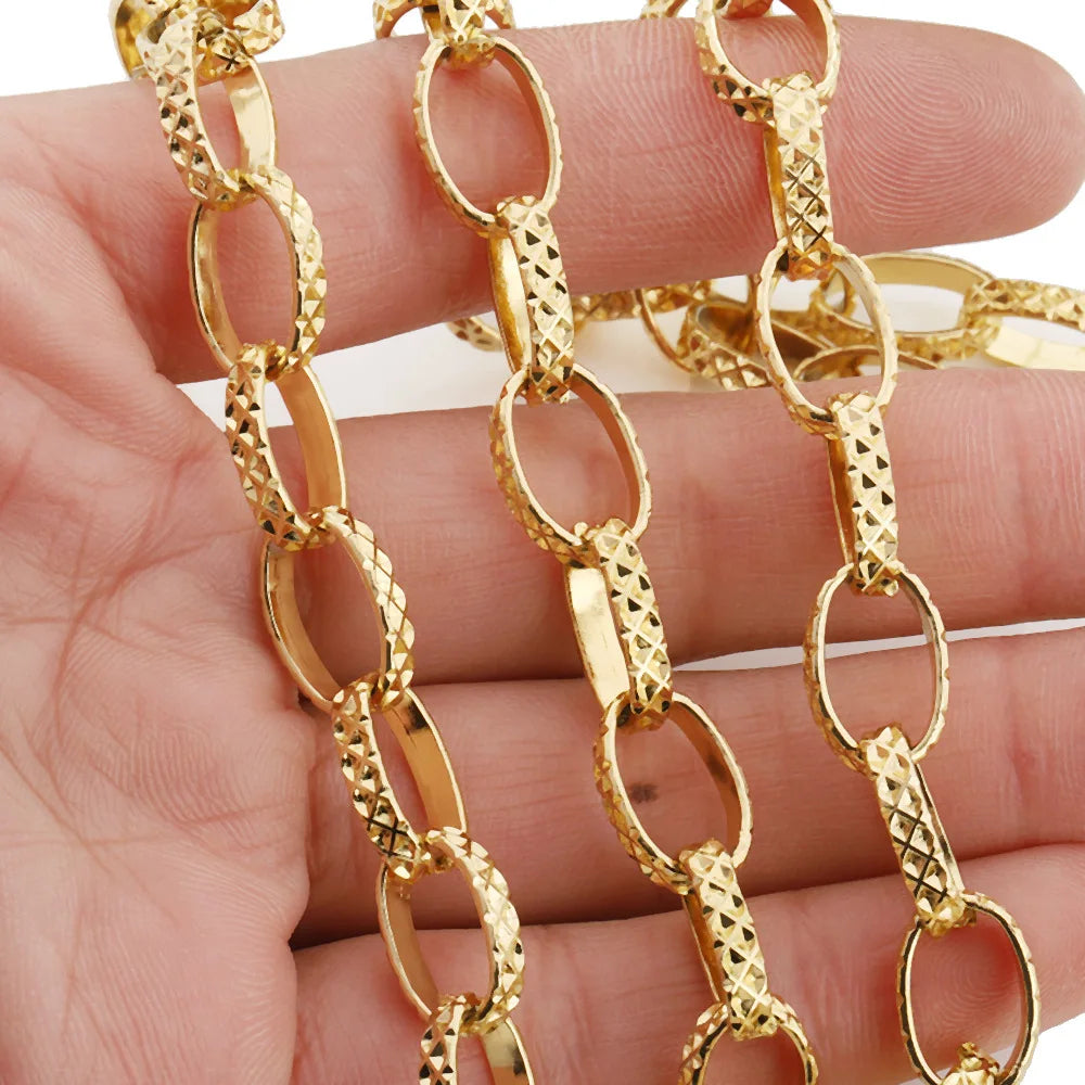 E577 Wholesale Factory Stainless Steel Chain Shine Gold Silver Cross Chain Big Oval Custom Permanent Chains Diy