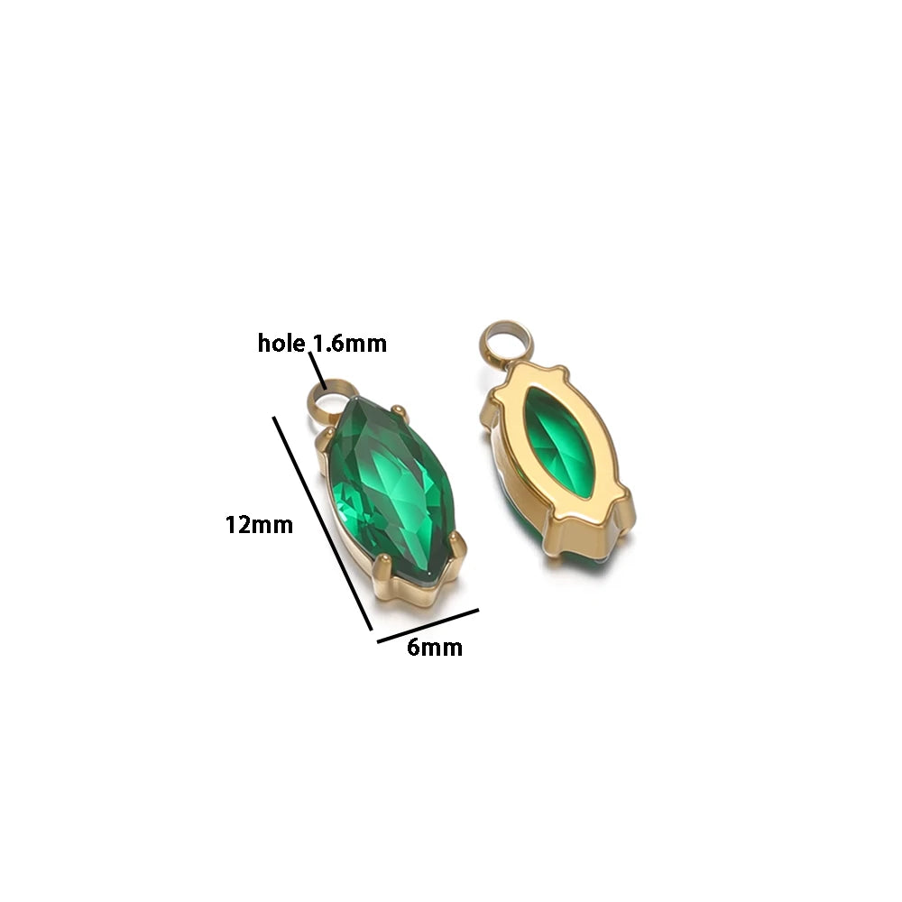 Handmade Stainless Steel 18k Gold Plated Zircon Charm Pendant for Diy Bracelet Necklace Jewelry Making Wholesale
