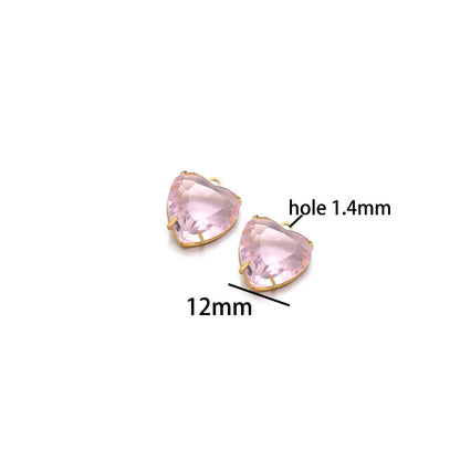 Love Charm 304 Stainless Steel 18k Gold Plated 12mm Heart Crystal Charm Pendant for Jewelry Necklace Making