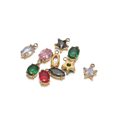 Minimalist Fashion Stainless Steel 18k Gold Plated Star Oval Rectangle Charms Pendant for DIY Jewelry Necklace Making