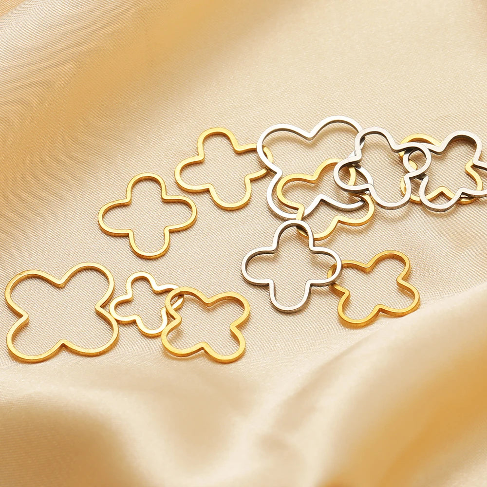 Trending Products Stainless Steel 18K Gold Plated Four Leaf Clover Charm Pendant for Jewelry Necklace Making Accessories