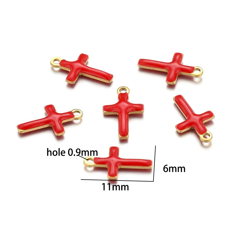 Luxury Charms 304 Stainless Steel 18k Gold Plated Moon Star Cross Lightning Enamel Charm Pendant for DIY Jewelry  Making