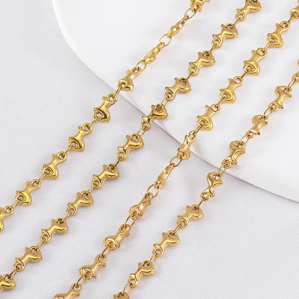 D869 Cute Children Chain Jewelry Bee cat Paw Connectors Chains Tarnish Free 18K PVD Gold Stainless Steel Chain for Making