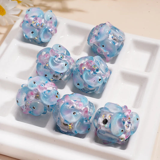 Blue Dolphin Clay Beads With AB Rhinestones Cute Loose Beads for DIY Pen and Crafts Projects