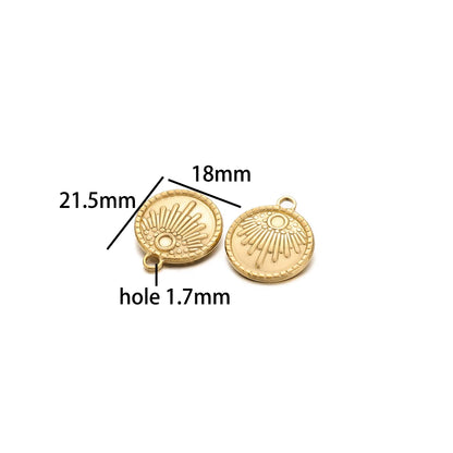 Vintage Fashion Stainless Steel Gold Plated Moon Hand Round Cross Sun  Eye Charm Pendant for Jewelry Necklace Earring Making