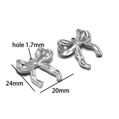 New Handmade DIY Jewelry Accessories 18k Gold Plated Stainless Steel Pearl Bowknot Charm Pendant for Women Jewelry Making