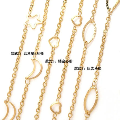 B336 18k Gold Plating Stainless Steel Necklace Bracelet Chain Jewelry Star Moon Heart Chain Jewelry Findings Components