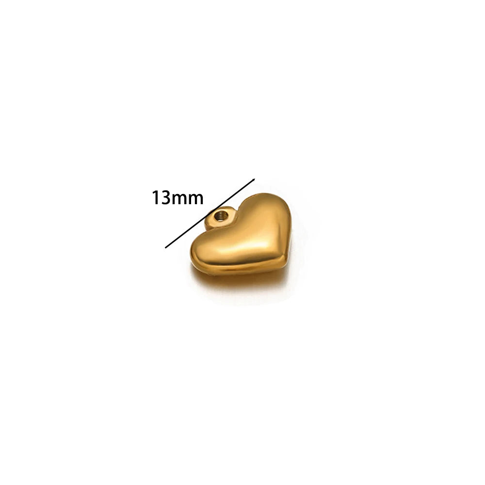 Fashion Stainless Steel 18k Gold Plated Difform Heart Charm Pendant for Diy Jewelry Necklace Earring Making Bulk