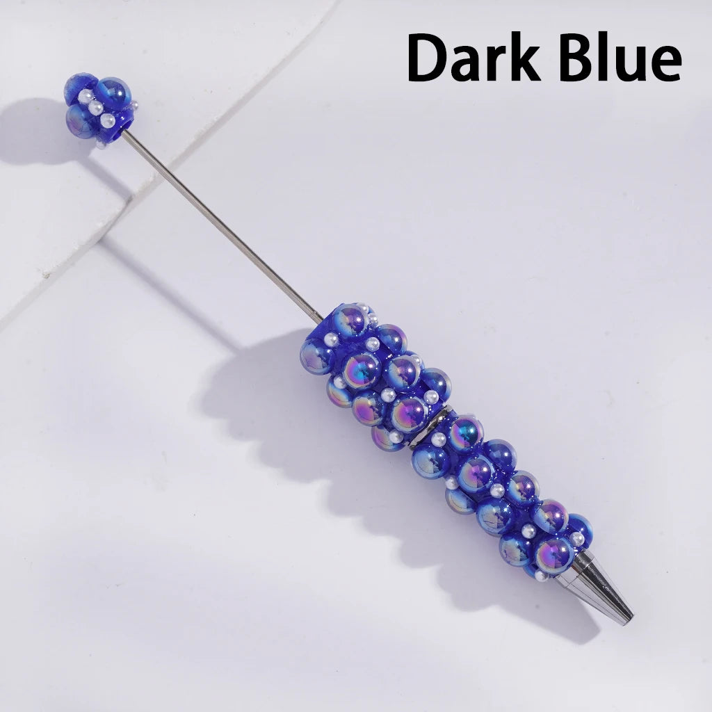 Beadable Ballpoint Pens with Half-Shell & Small White Pearls for DIY Pen Making & Gift Craft
