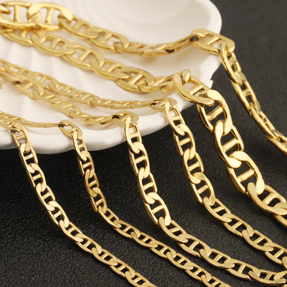 D822 Amazing Hot Pig Nose Coffee Bead Chain 18k PVD Plated Stainless Steel Chain for Necklace Bracelet Making Wholesale